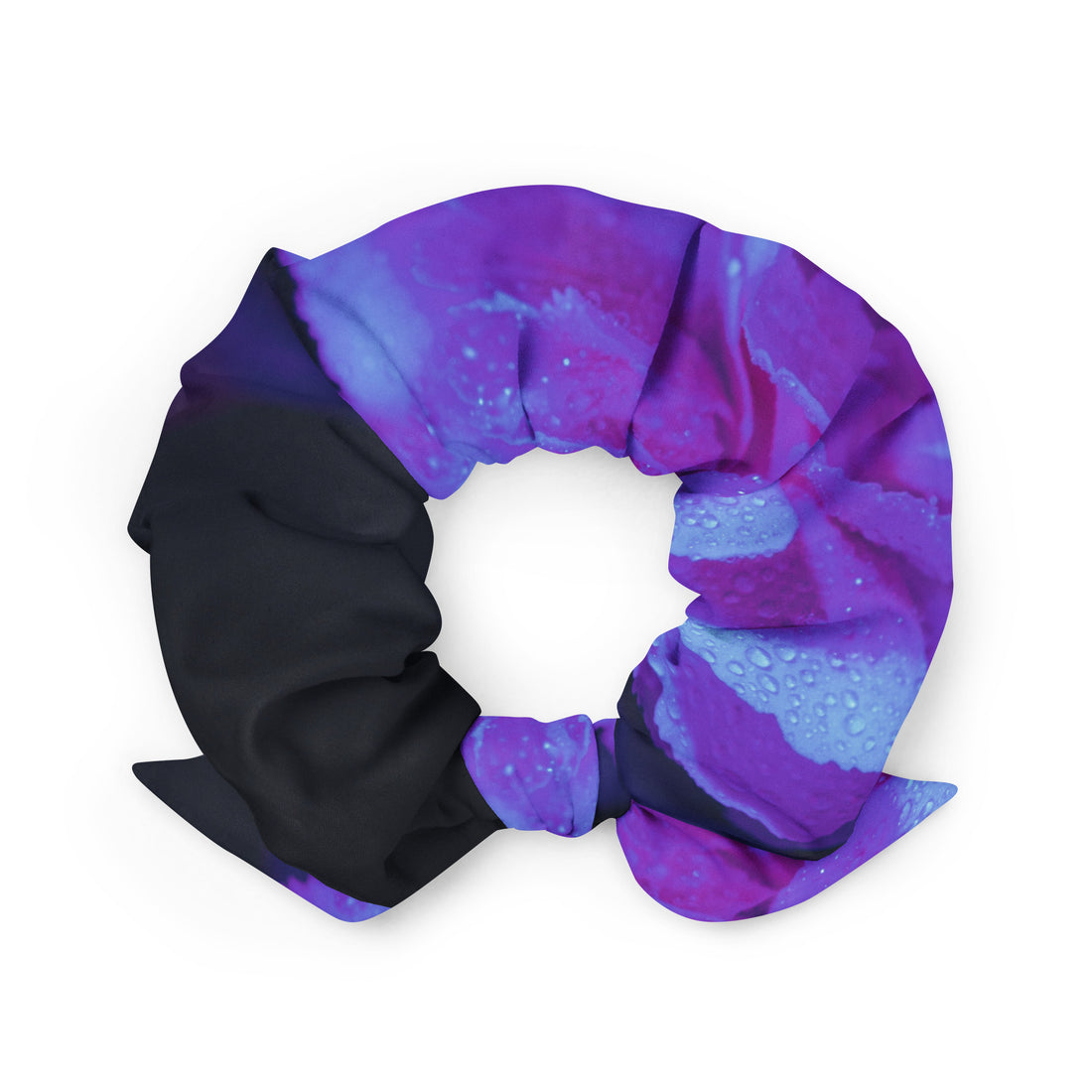 Purple Black Recycled Scrunchie